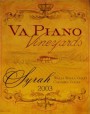 Va Piano Columbia Valley Syrah 2003 Front Label