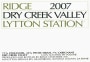 Ridge Lytton Estate Zinfandel 2007 Front Label