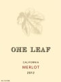 One Leaf Merlot 2012  Front Label