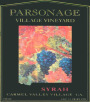 Parsonage Village Vineyard Estate Syrah 2001  Front Label