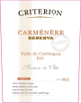 Criterion Reserva Carmenere 2015 Front Label