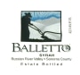 Balletto Winery Syrah 2009  Front Label