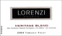 Lorenzi Estate Wines Heritage Red 2008  Front Label