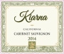 Kiarna Kiarna  Cabernet Sauvignon, California 2014 Front Label