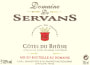 Domaine de Servans Cotes du Rhone 2015  Front Label