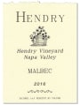 Hendry Malbec 2016  Front Label