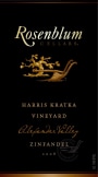 Rosenblum Cellars Harris Kratka Vineyard Zinfandel 2008  Front Label