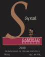 Garfield Estates Vineyard and Winery Syrah 2010 Front Label