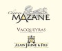 Alain Jaume Chateau Mazane Vacqueyras 2014  Front Label
