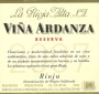 La Rioja Alta Vina Ardanza Reserva 2007  Front Label