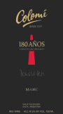 Bodega Colome 180 Anos Edicion Aniversario Malbec 2012  Front Label