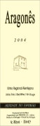 Herdade Do Esporao Aragones Tempranillo 2004 Front Label