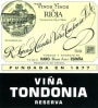 R. Lopez de Heredia Rioja Vina Tondonia Reserva (375ML half-bottle) 2012  Front Label
