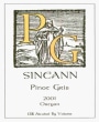 Sineann Pinot Gris 2001 Front Label