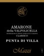 Mazzi Amarone Della Valpolicella Classico Punta Di Villa 2015  Front Label