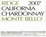 Ridge Monte Bello Chardonnay 2007  Front Label