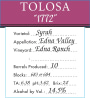 Tolosa Winery Edna Ranch 1772 Syrah 2011  Front Label
