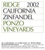 Ridge Ponzo Zinfandel 2002  Front Label