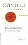 Seven Hills Winery Reserve Cabernet Sauvignon 2005 Front Label