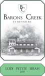 Barons Creek Vineyards Petite Sirah 2015  Front Label