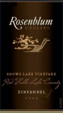 Rosenblum Cellars Snows Lake Zinfandel 2009 Front Label