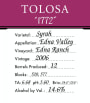 Tolosa Winery Edna Ranch 1772 Syrah 2006  Front Label