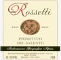 Rossetti Primitivo Del Salento 2000  Front Label