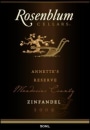 Rosenblum Cellars Annette's Reserve Zinfandel 2009  Front Label