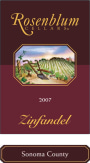 Rosenblum Cellars Sonoma County Zinfandel 2007  Front Label