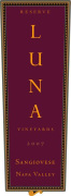 Luna Vineyards Riserva Sangiovese 2007  Front Label