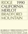 Ridge Bradford Mountain Merlot 1990  Front Label