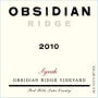 Tricycle Wine Company Obsidian Ridge Syrah 2010  Front Label