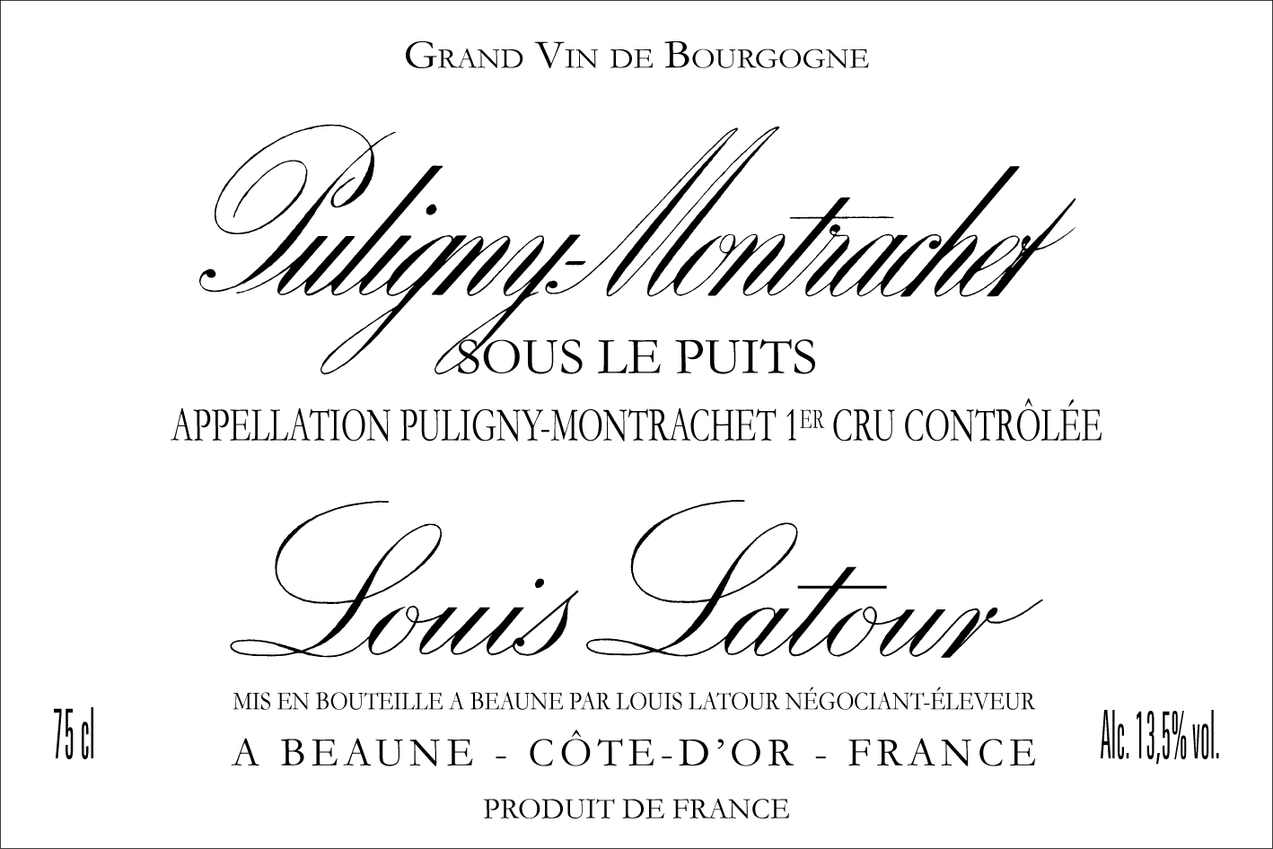 Louis Latour Puligny-Montrachet Sous le Puits Premier Cru 2019